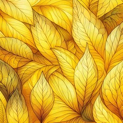 Fototapeta premium background of dry yellow maple leaves yellow leaves autumn overlap stylized architectural interior background wall texture pattern seamless Abstract yellow leaf background, embracing nature's beauty 