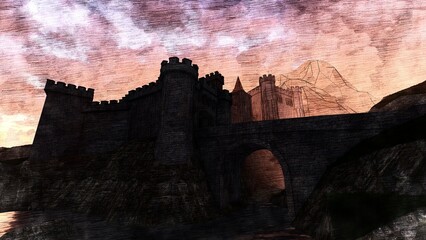 Fototapeta premium middle town art render