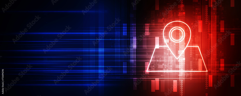 Poster 2d rendering red map pointer