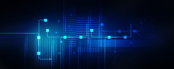2d illustration Abstract futuristic electronic circuit technology background