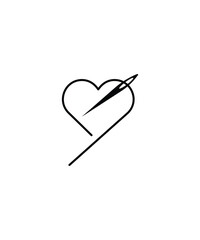 heart and needle icon, vector best flat icon.