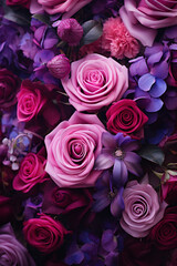 purple and pink flowers close of valentine day