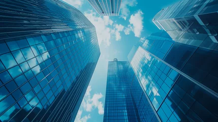 Foto op Plexiglas Blue Sky Reflecting on Glass Skyscrapers  © NEW