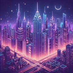 Neon City Abstract Background