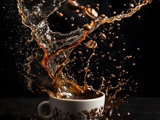 Coffee Splash Black Background