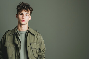 Obraz premium fashion young man giving pose studio colored background
