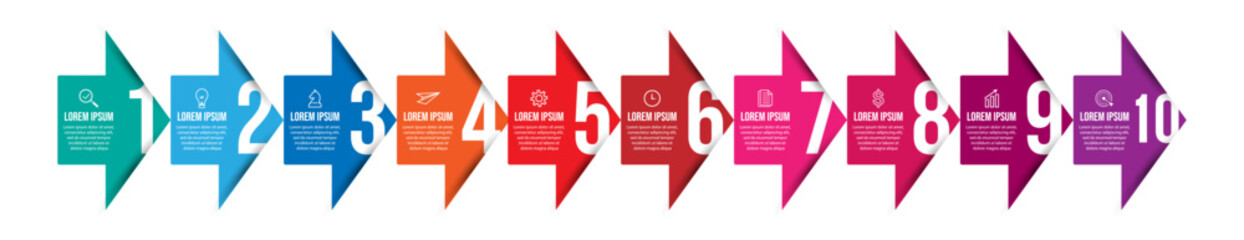 Vector Infographic label design template with icons and 10 options or steps. Can be used for presentation banners, workflow layouts, flow charts, infographics, your business presentations