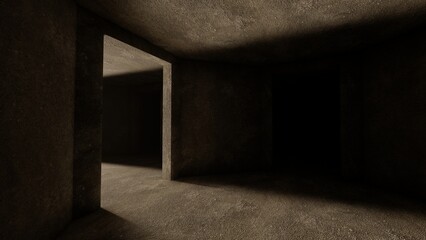 alone in the backrooms liminal space 3d render	