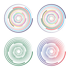 Concentric random circles with dynamic lines. Vortex circular swirl.