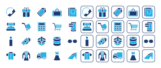 Set of Blue Online Shop Icon Business Templates