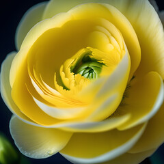 Extreme close up of a beautiful yellow ranunculus flower macro photography flowers.