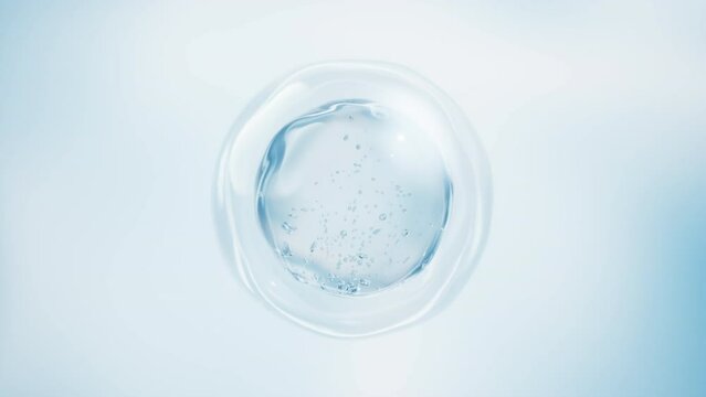 Transparent blue liquid bubble, 3d rendering.