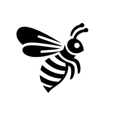 Professional black and white bee logo, suitable for a variety of industries. Minimalistic aesthetic, isolated on a white background. Silhouette icon of a wasp. simple logo of a honeybee.