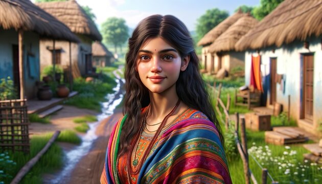 Indian girl on village 