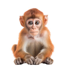 Portrait of a cute baby monkey isolated on white background