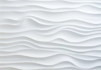 Fotobehang A tranquil white wall texture with flowing organic lines. Generative AI. © serg3d