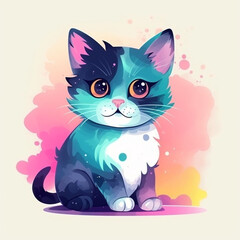 colorful cute cat illustration16