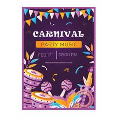 music party carnival invitation brochure template vector design