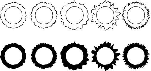 outline silhouette bullet hole icon set