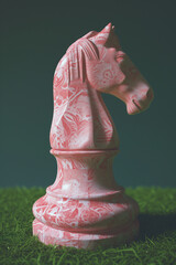 PINK CHESS HORSE PIECE, AI GENERATED