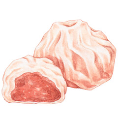 ha gow, watercolor asian food design