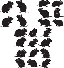 Set of Hamsters black silhouettes