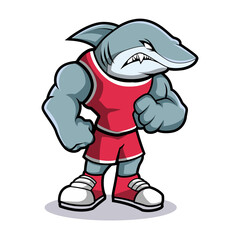 Shark mascot, team logo design isolated
