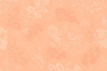 Abstract background texture in floral style 2024 Peach Fuzz color. Background for graphic design.