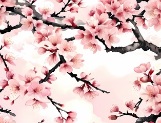 春の桜日本画風背景