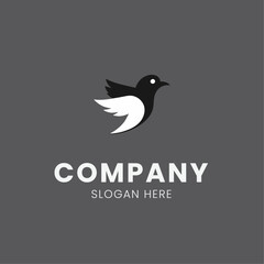 Side profile logo design of bird in white and black color. Generative AI.