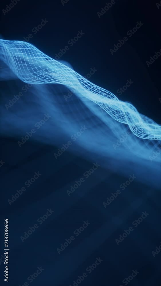 Poster digital space with glowing lines, 3d rendering.