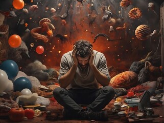 A man struggling with depression and he was surrounded by the worst things. 