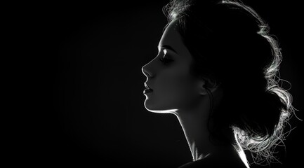a woman is silhouetted against black backgrounds, generative ai