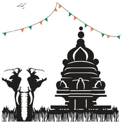 buddhist temple in the background