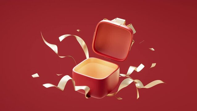 Opening gift box with cartoon style, 3d rendering.
