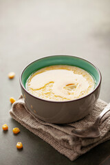 Corn porridge with butter. Healthy baby food