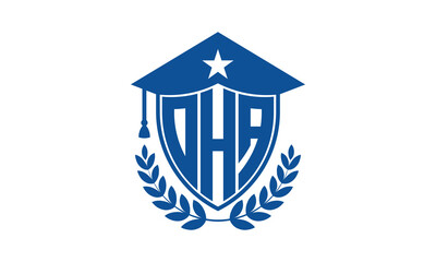 OHA three letter iconic academic logo design vector template. monogram, abstract, school, college, university, graduation cap symbol logo, shield, model, institute, educational, coaching canter, tech
