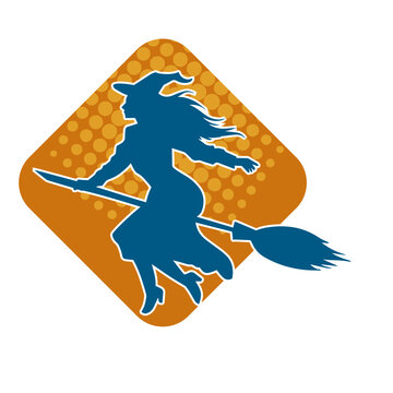 recommend clip art: Silhouette of a female witch  ride broom