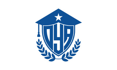 OYA three letter iconic academic logo design vector template. monogram, abstract, school, college, university, graduation cap symbol logo, shield, model, institute, educational, coaching canter, tech