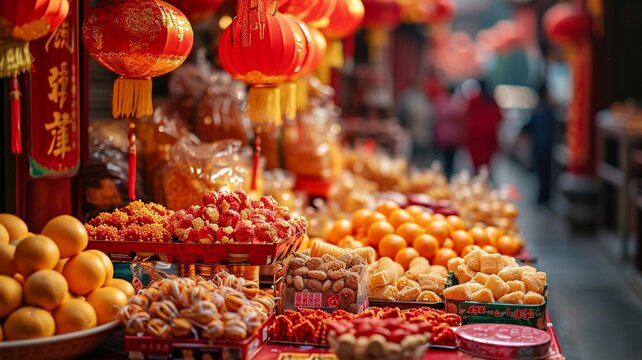 photo of offerings during the Chinese New Year festival generative ai
