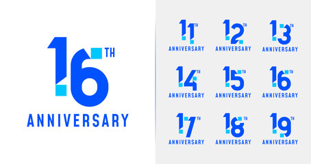 Digital anniversary logo collections. Birthday number with modern concept for celebration event