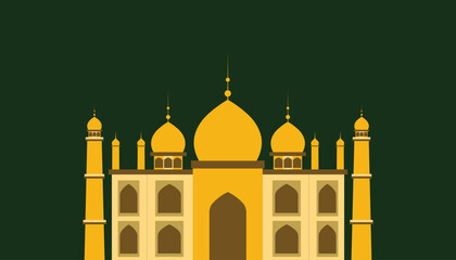 Colorful Mosque flat Vector illustration isolated on white background. Islamic mosque buildings in silhouette for background design, Banner design, and Ramadhan background.
