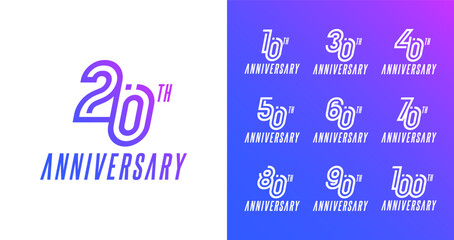 Set of anniversary logo. Number symbol with technology and futuristic concept for birthday or ceremony event