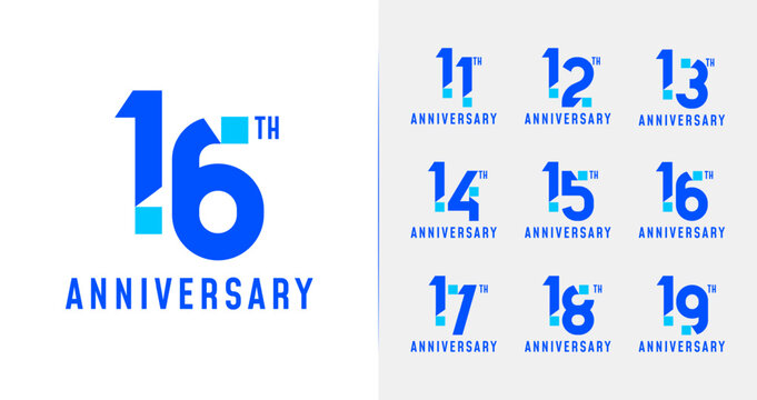 Digital anniversary logo collections. Birthday number with modern concept for celebration event