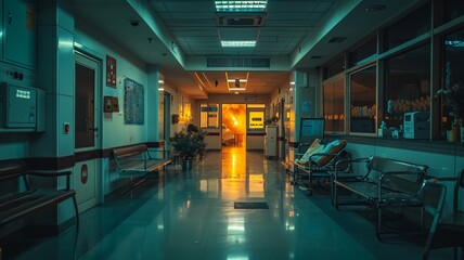 fire accident Inside the patient room of modern hospitals,generative ai - obrazy, fototapety, plakaty