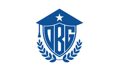 OBG three letter iconic academic logo design vector template. monogram, abstract, school, college, university, graduation cap symbol logo, shield, model, institute, educational, coaching canter, tech