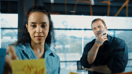 Professional business people discuss about creative marketing idea in modern office. Business team...
