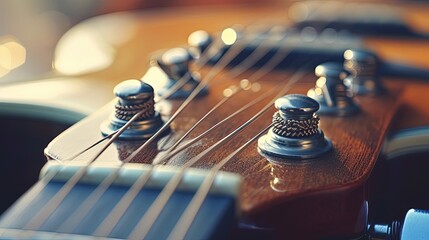 Close Up Acoustic Guitar - obrazy, fototapety, plakaty