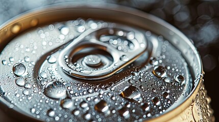 Close up of Drink Can with drop water