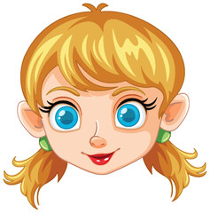 Vector illustration of a smiling female elf character.